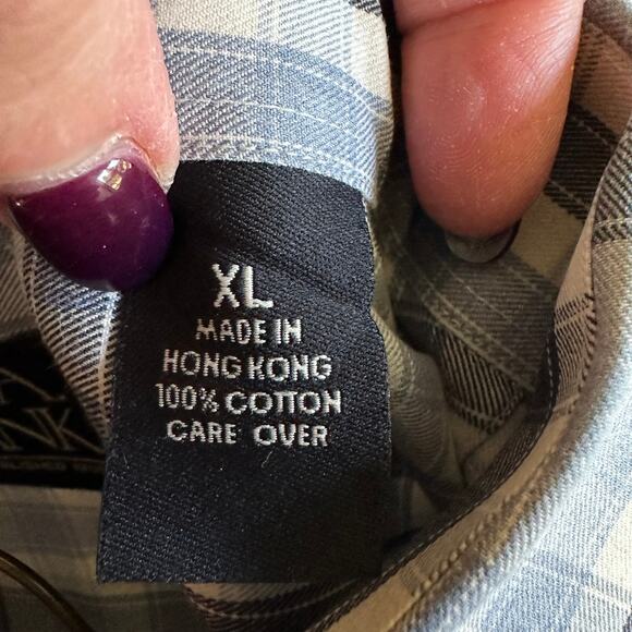 Jos. A. Bank Button Down Shirt Long Sleeve Checked Plaid Blue Men's XL Classic - Picture 8 of 11